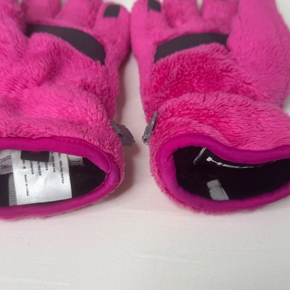 HEAD Pink Faux Fur Insulated Winter Gloves– Touchscreen Fingers – Size M (Youth)